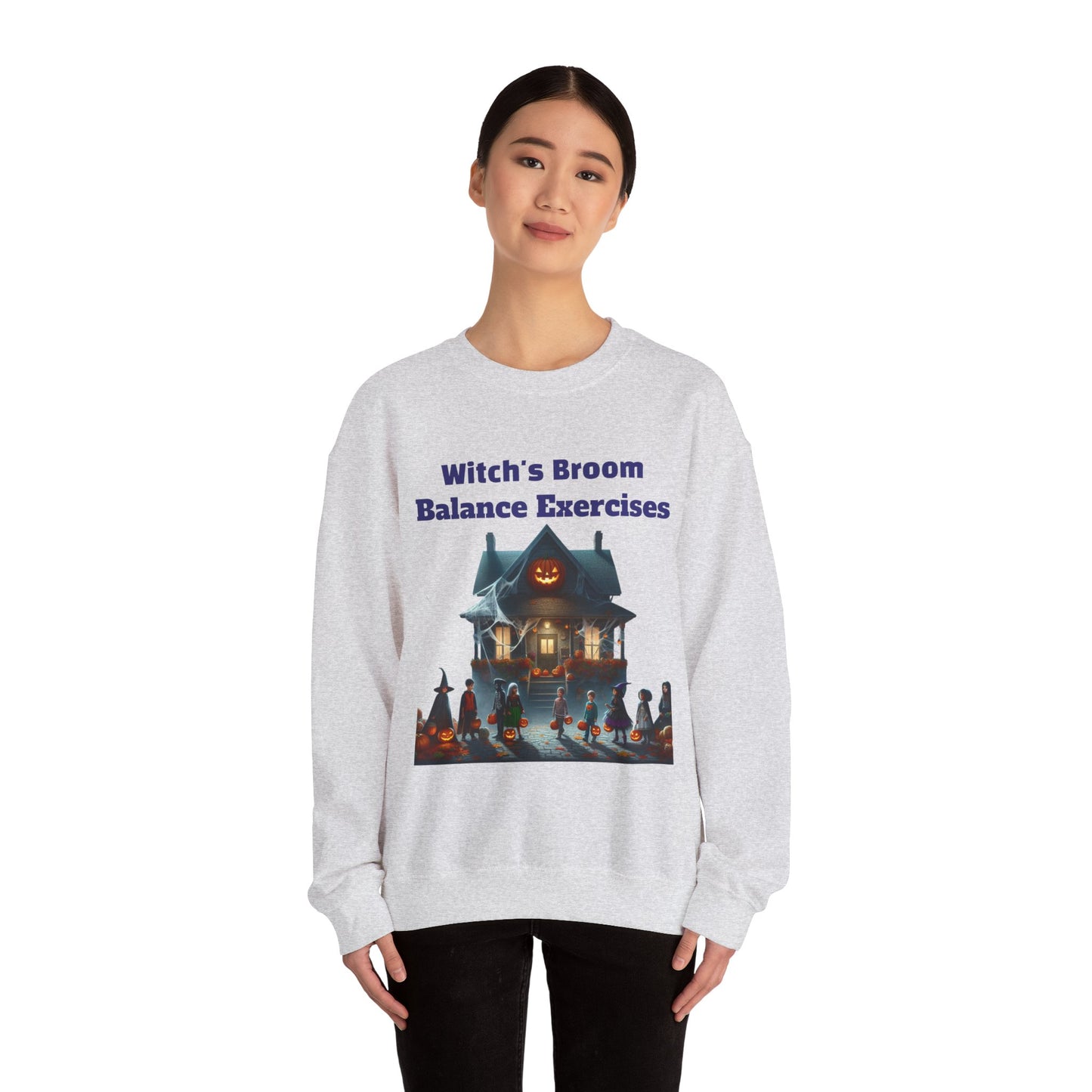 Copy of Halloween-Themed Crewneck Sweatshirt with Witch's Broom Balance Exercises