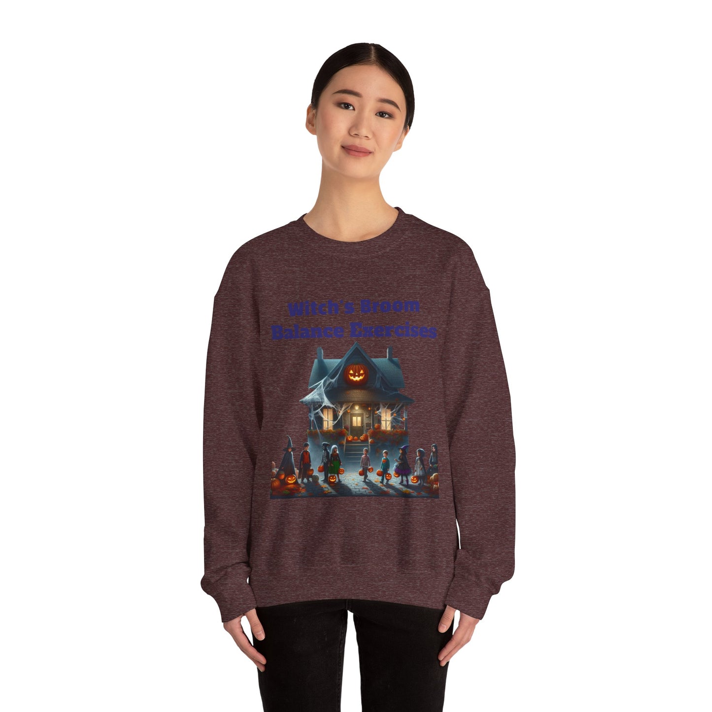 Copy of Halloween-Themed Crewneck Sweatshirt with Witch's Broom Balance Exercises