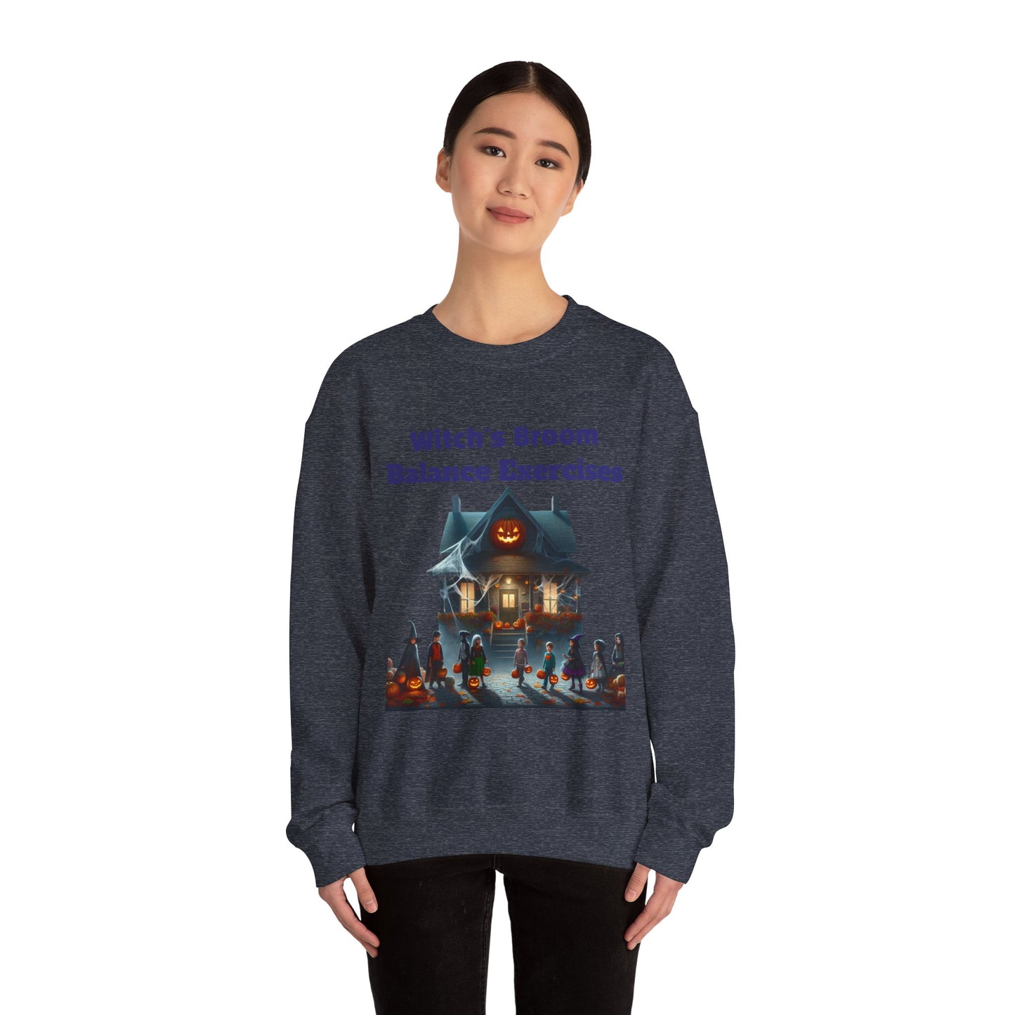 Copy of Halloween-Themed Crewneck Sweatshirt with Witch's Broom Balance Exercises
