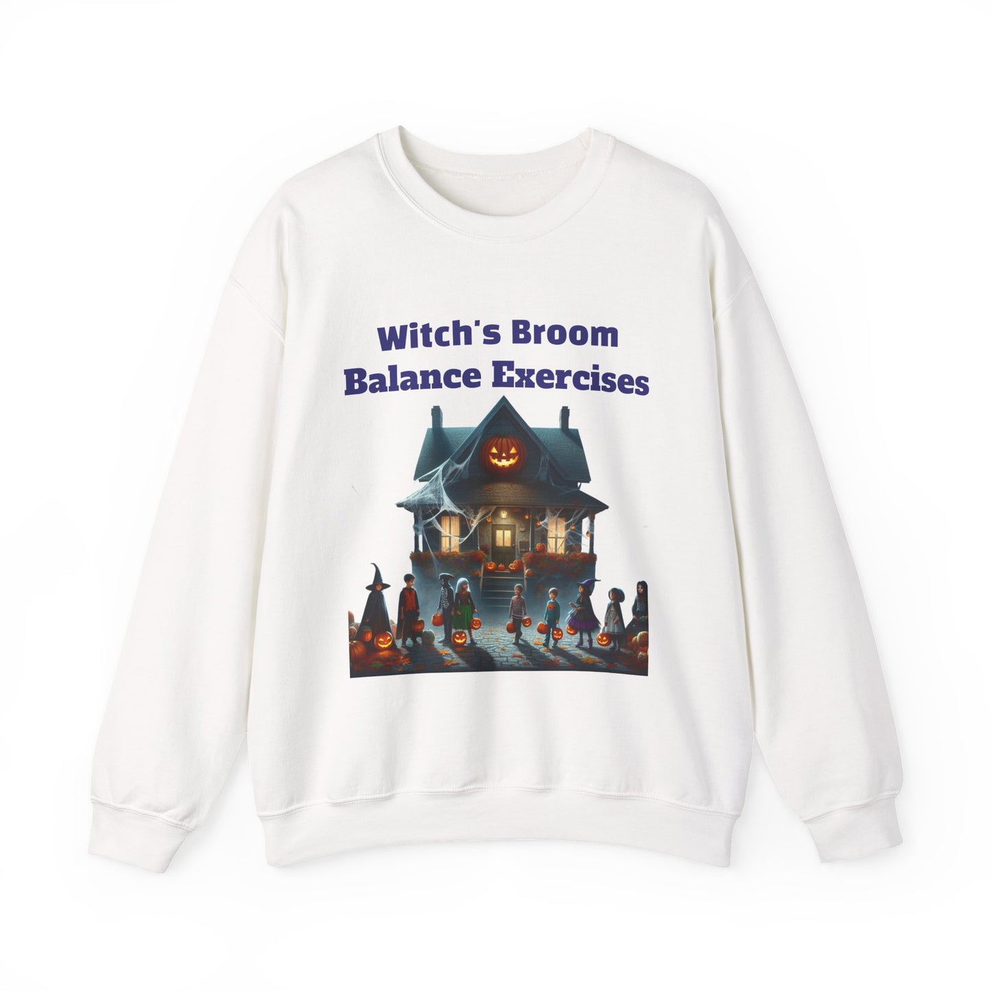 Copy of Halloween-Themed Crewneck Sweatshirt with Witch's Broom Balance Exercises