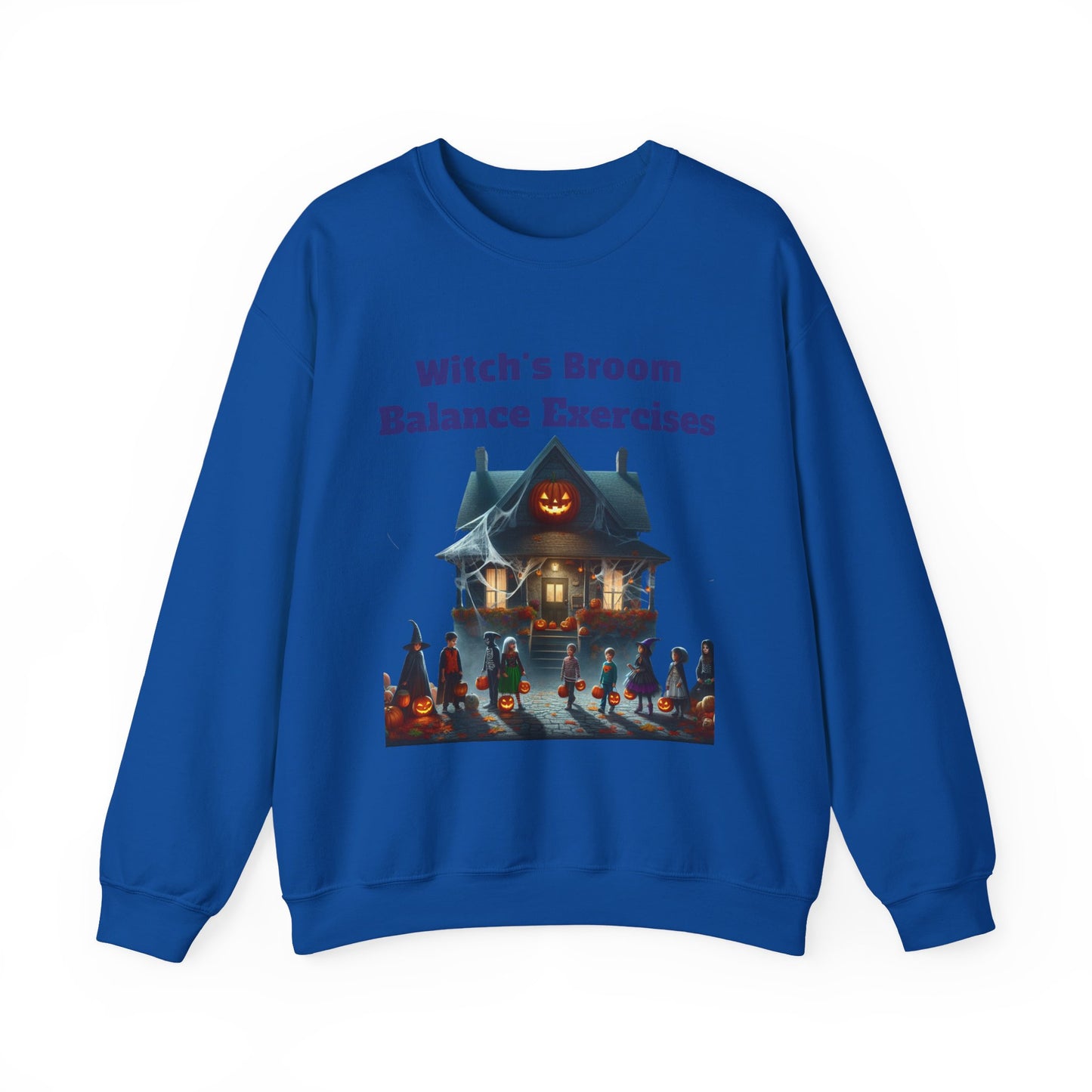 Copy of Halloween-Themed Crewneck Sweatshirt with Witch's Broom Balance Exercises