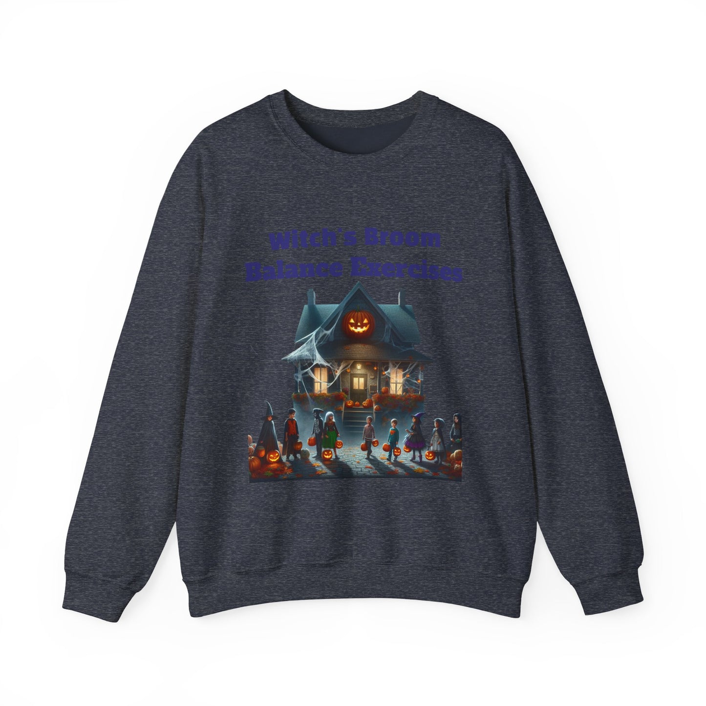 Copy of Halloween-Themed Crewneck Sweatshirt with Witch's Broom Balance Exercises