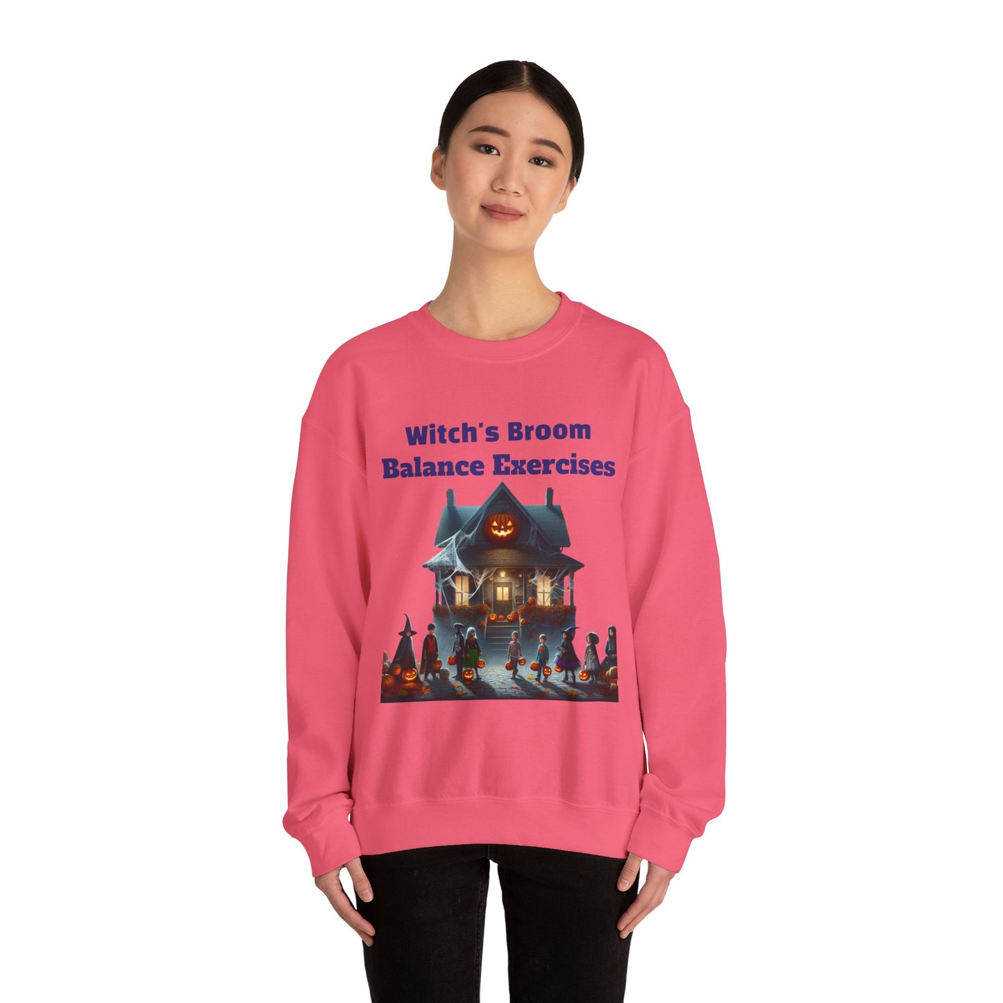 Copy of Halloween-Themed Crewneck Sweatshirt with Witch's Broom Balance Exercises