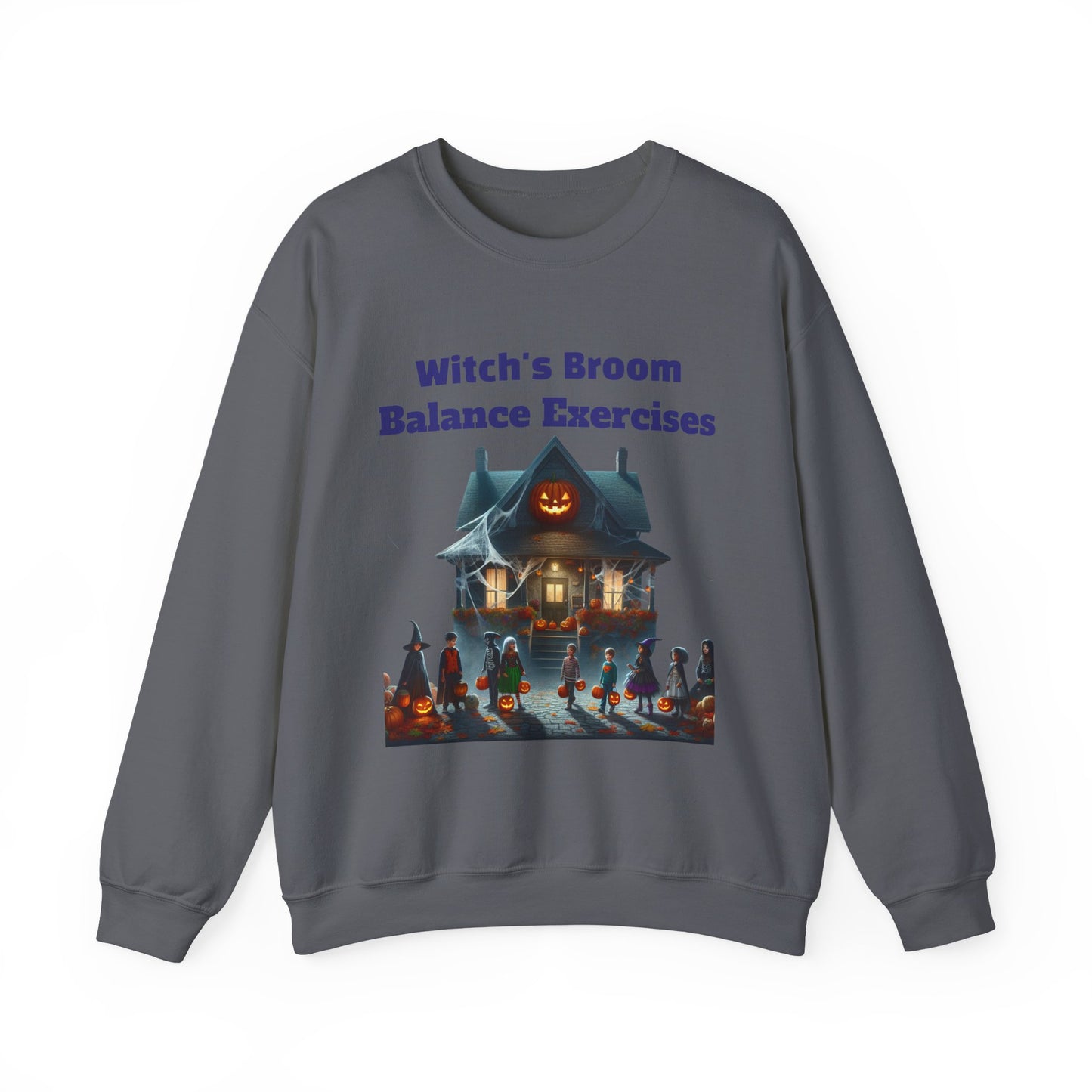 Copy of Halloween-Themed Crewneck Sweatshirt with Witch's Broom Balance Exercises