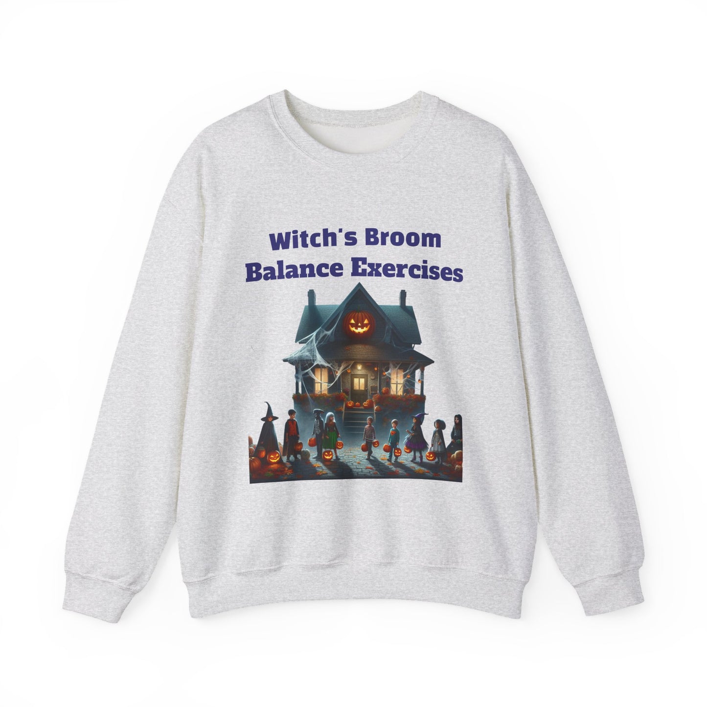 Copy of Halloween-Themed Crewneck Sweatshirt with Witch's Broom Balance Exercises
