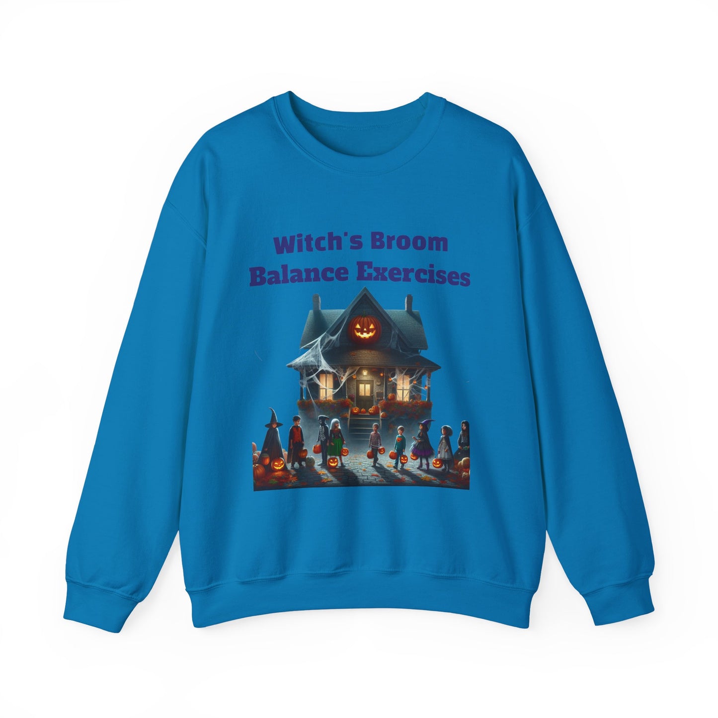 Copy of Halloween-Themed Crewneck Sweatshirt with Witch's Broom Balance Exercises