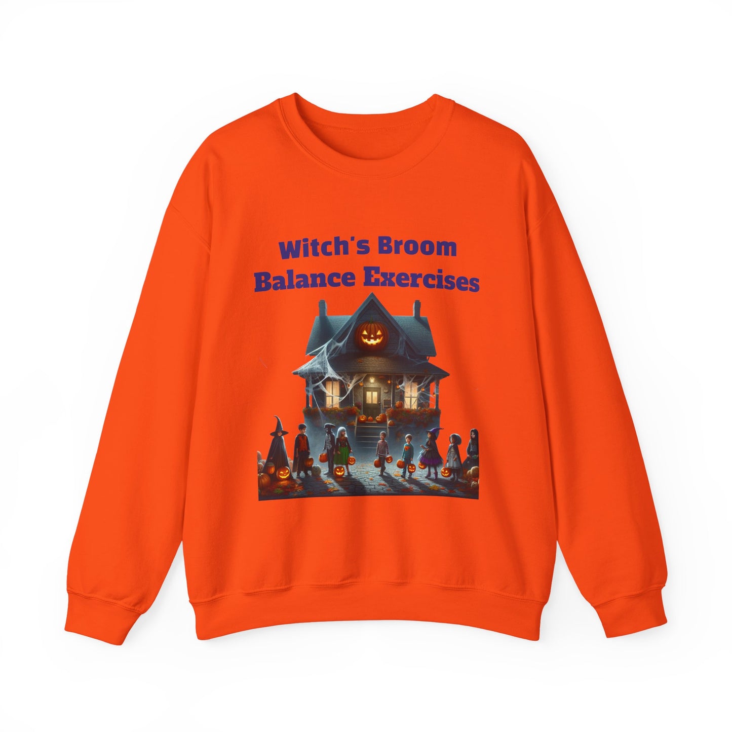 Copy of Halloween-Themed Crewneck Sweatshirt with Witch's Broom Balance Exercises