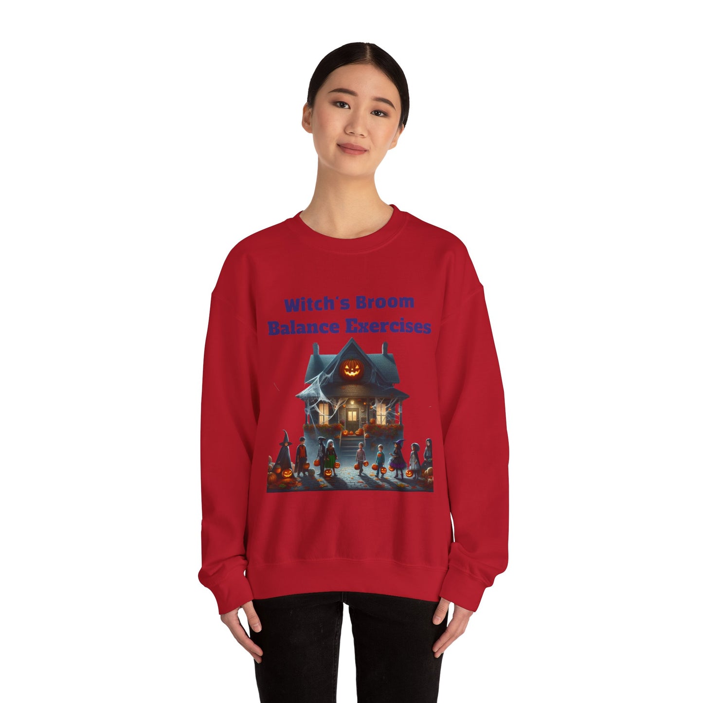 Copy of Halloween-Themed Crewneck Sweatshirt with Witch's Broom Balance Exercises