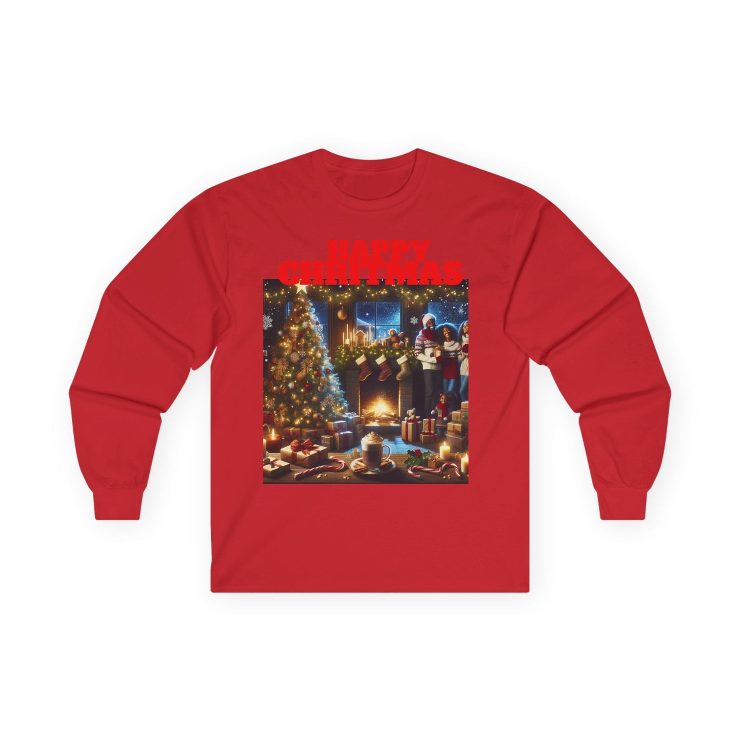 Happy Christmas Long Sleeve Tee - Unisex Ultra Cotton, Holiday Gift, Christmas Apparel, Festive Shirt, Cozy Winter Wear