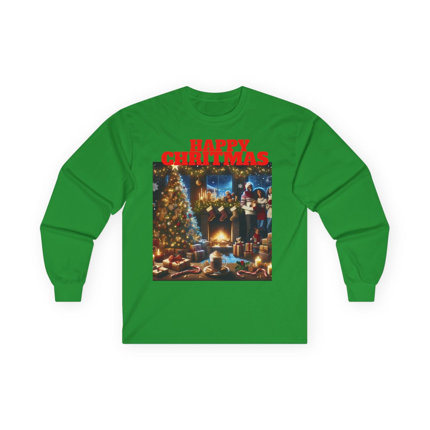 Happy Christmas Long Sleeve Tee - Unisex Ultra Cotton, Holiday Gift, Christmas Apparel, Festive Shirt, Cozy Winter Wear